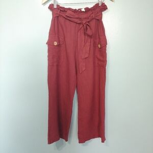 Valentina Naldi Italy PuroLino Wide Leg Cropped Pants Size Medium